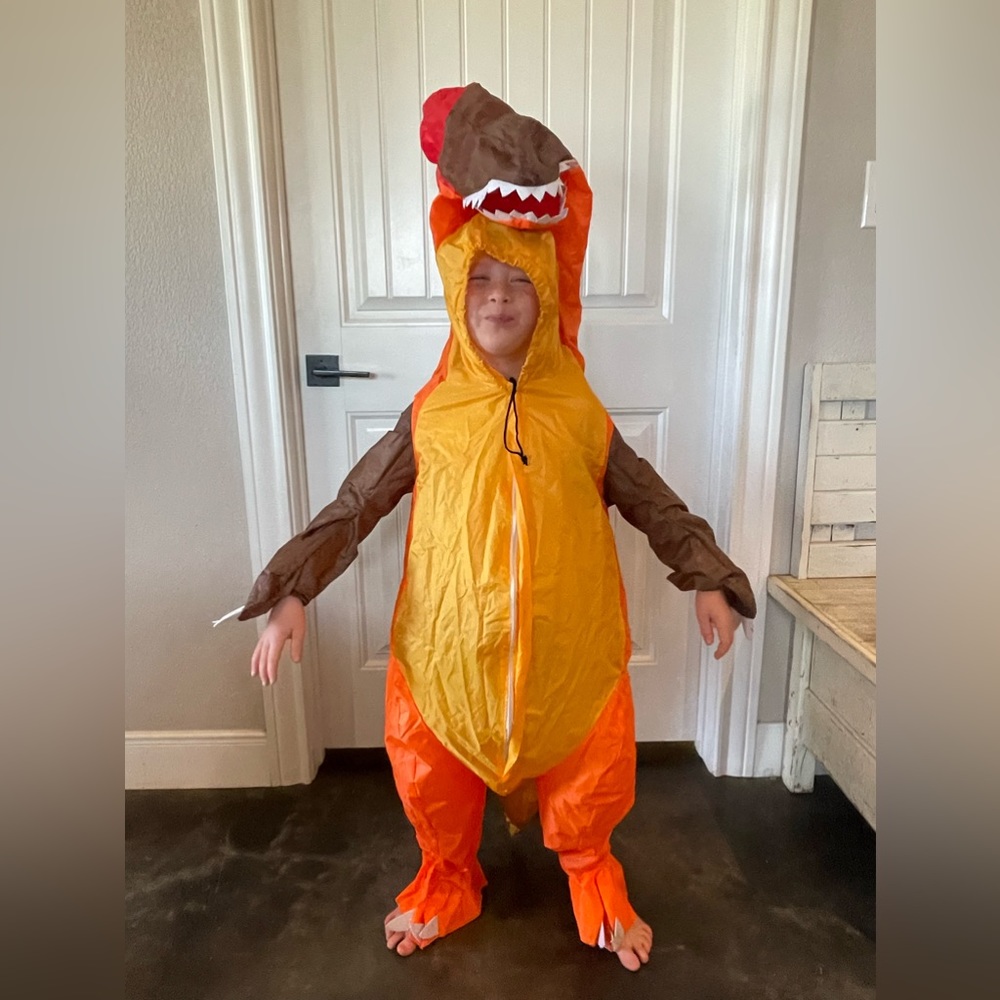 Youth small blowup dinosaur costume